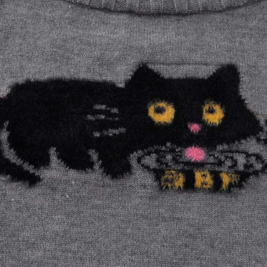 Fluffy Cat Off-Shoulder Sweater