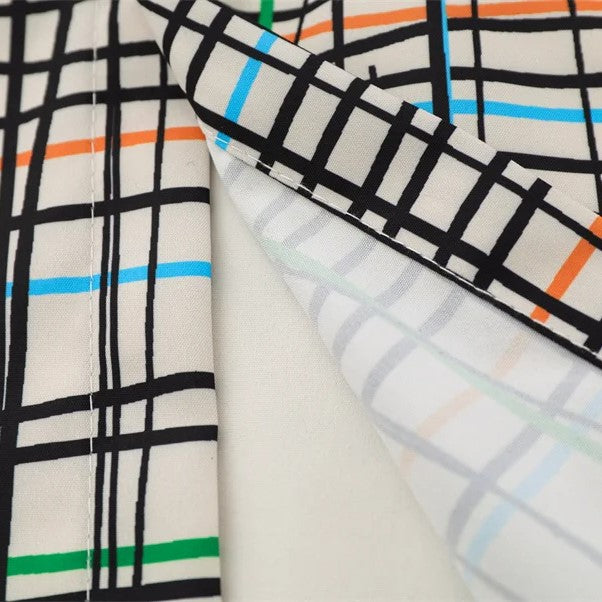 Grid and Figure Print Shirt - h0neybear