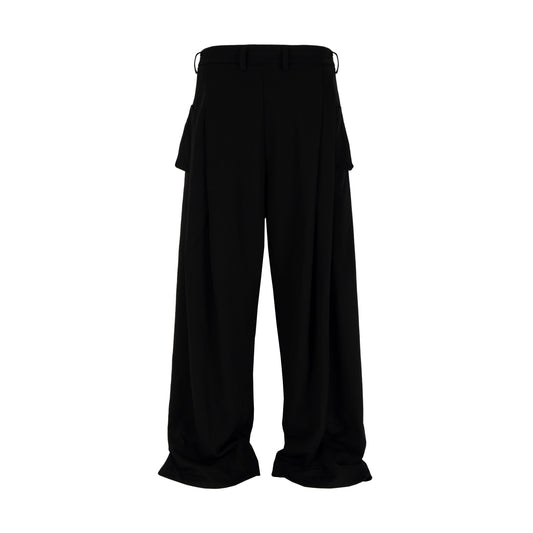 Black Abstract Drape Pants