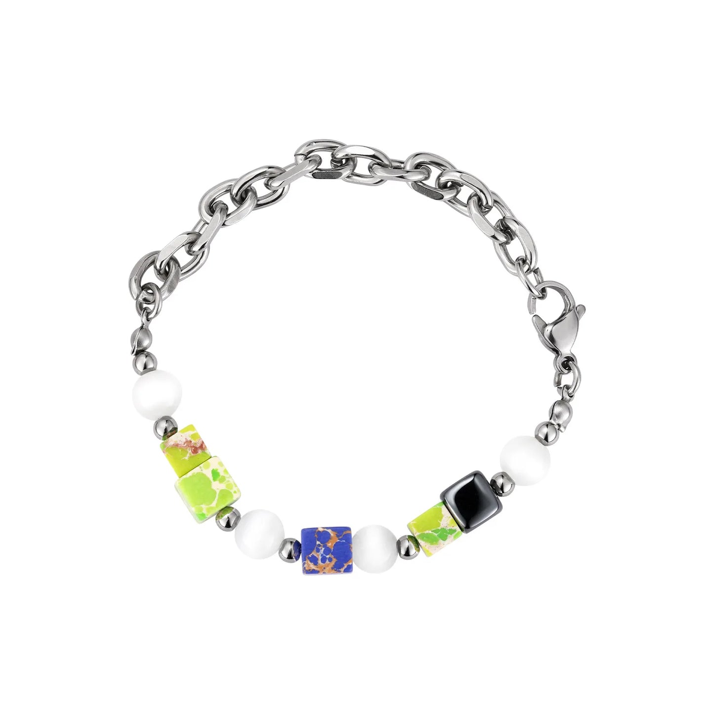 Faceted Stone and Link Bracelet