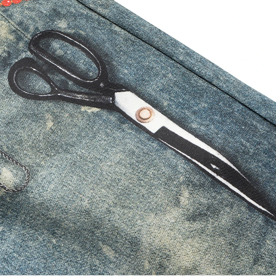 Distressed Graphic Denim Shorts