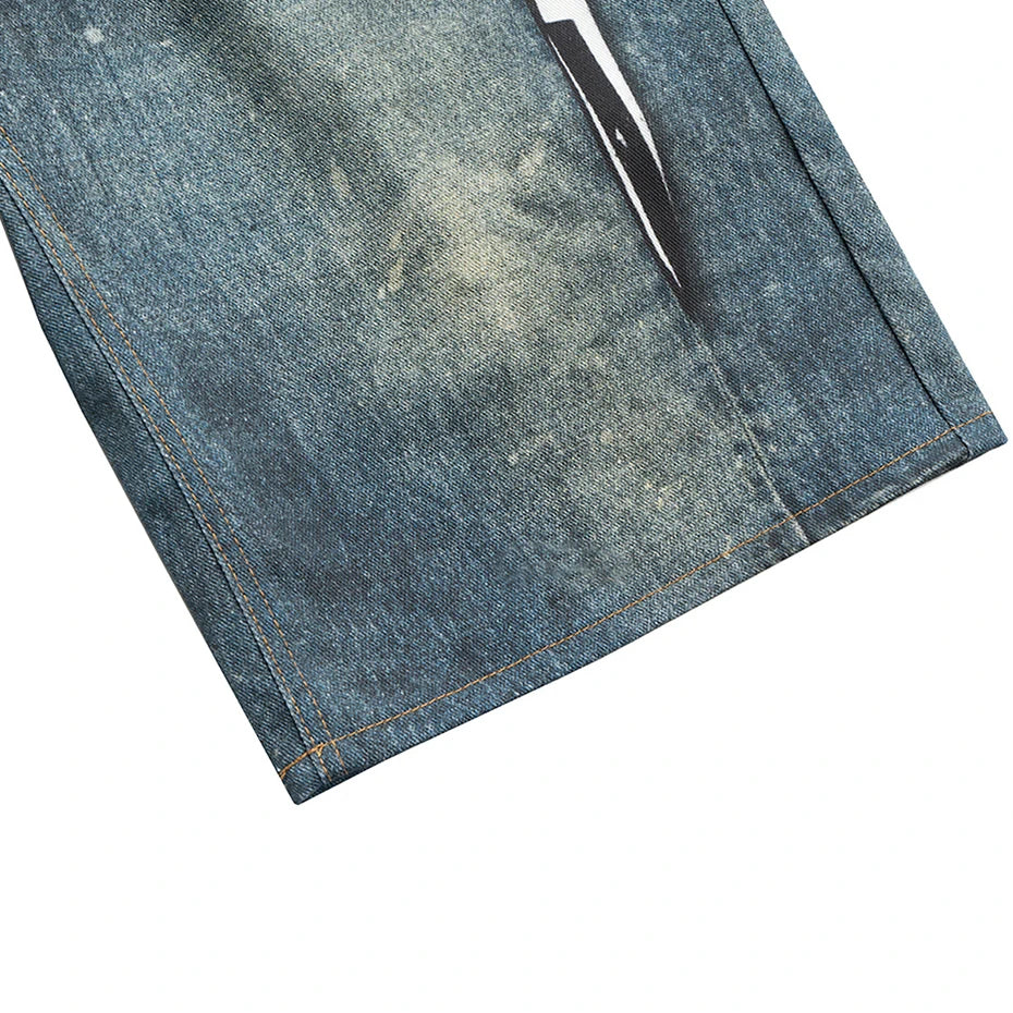 Distressed Graphic Denim Shorts