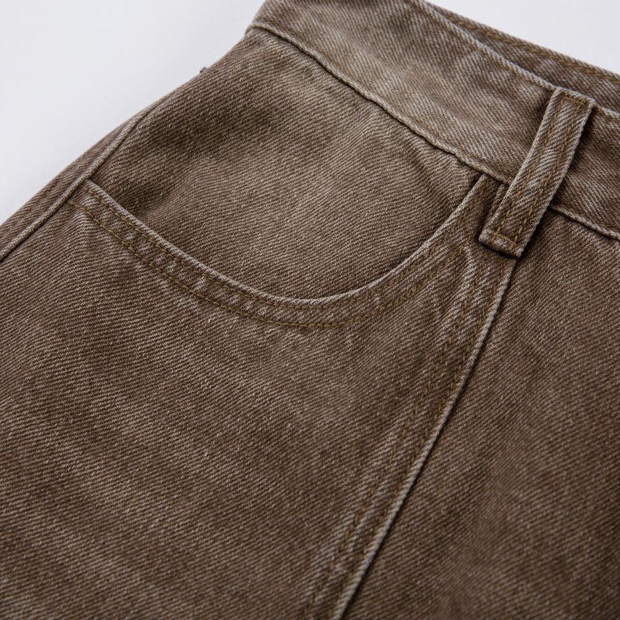 Brown Wash Cargo Barrel Jeans