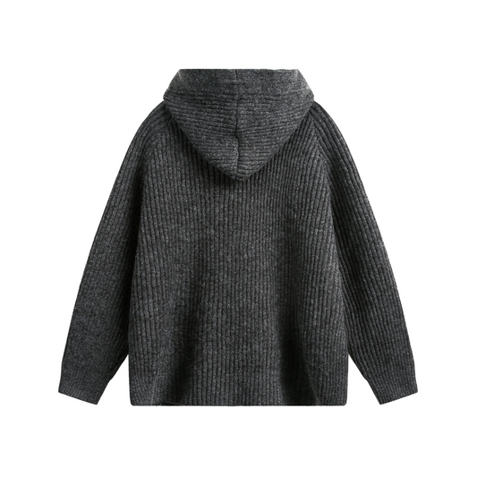 Oversized Ribbed Knit Hoodie