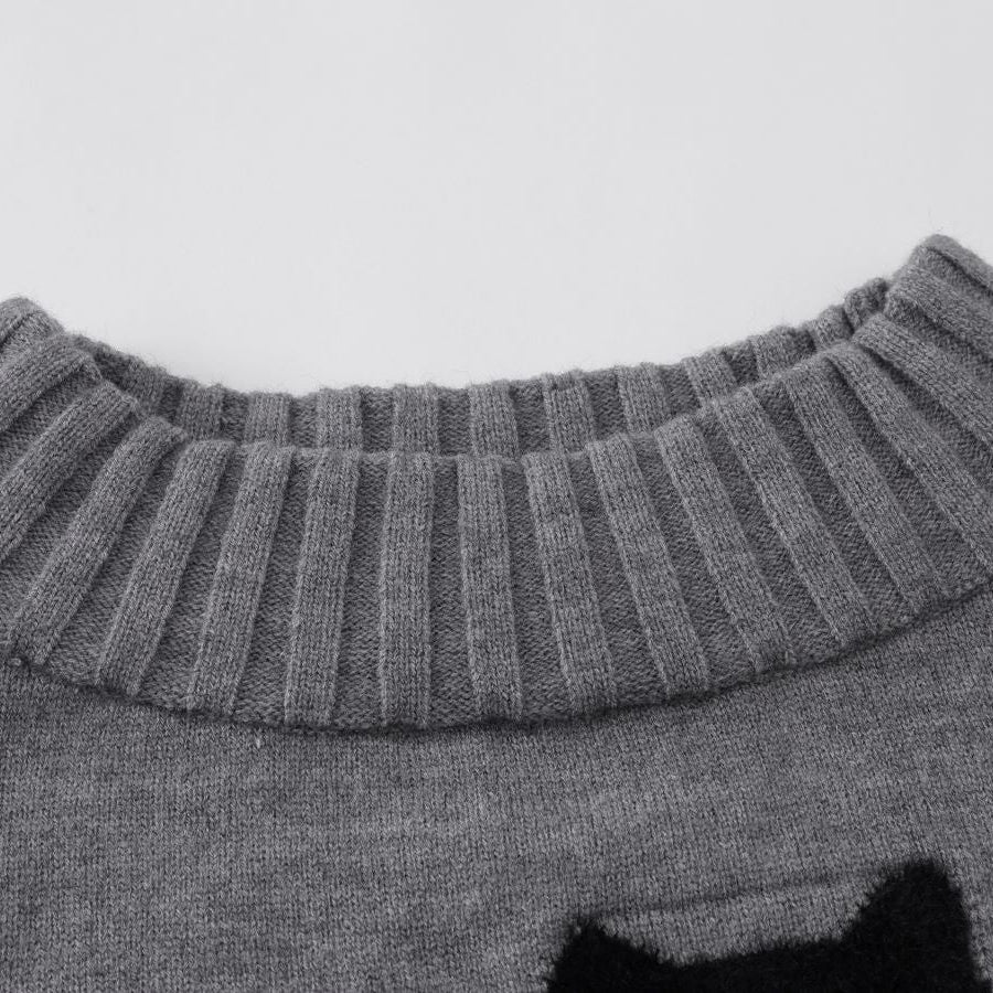 Fluffy Cat Off-Shoulder Sweater