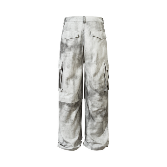 White Dirty Wash Cargo Pants