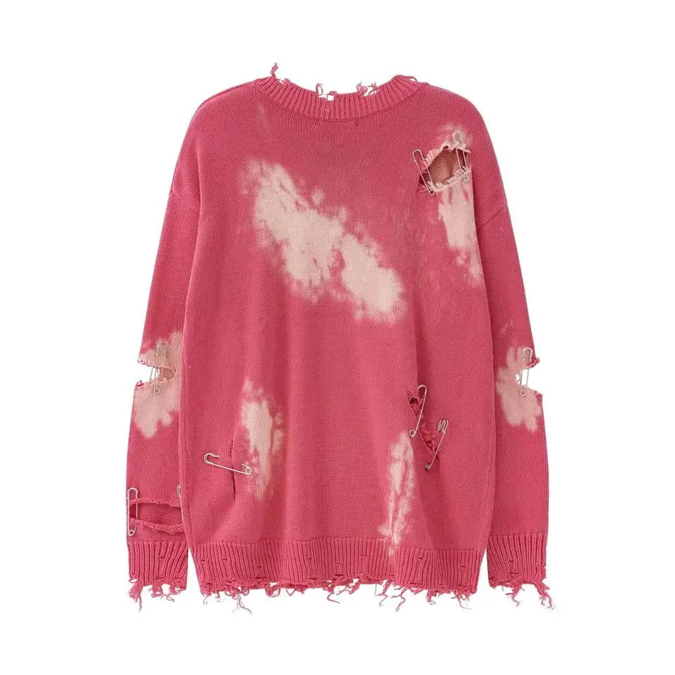 Pinned and Ripped Sweater | Grunge Oversized Sweaters | H0NEYBEAR