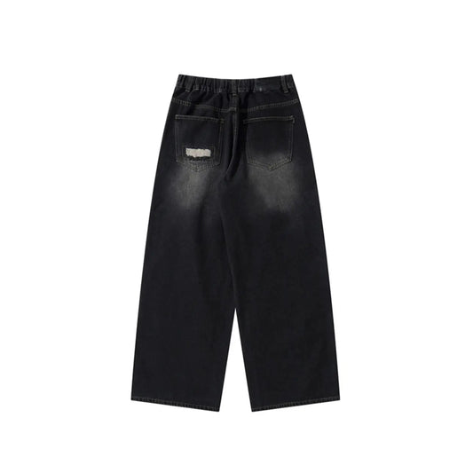 Classic Ripped Jean Pants | Wide Leg Denim Jeans
