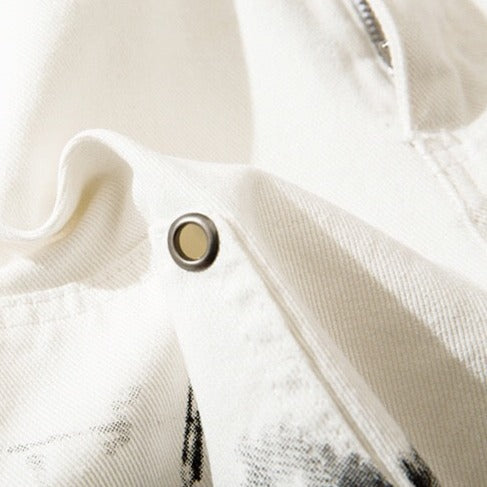 Spoof Graffiti White Jeans | Casual Unisex Jean Pants | H0NEYBEAR
