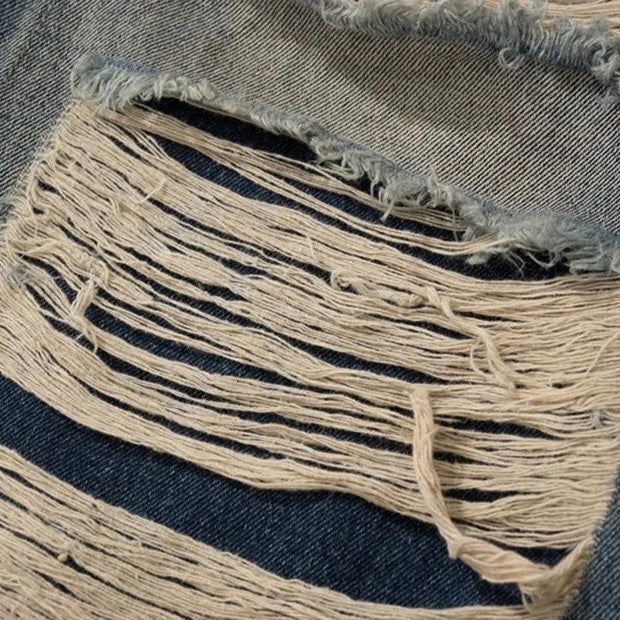 Classic Ripped Jean Pants | Wide Leg Denim Jeans