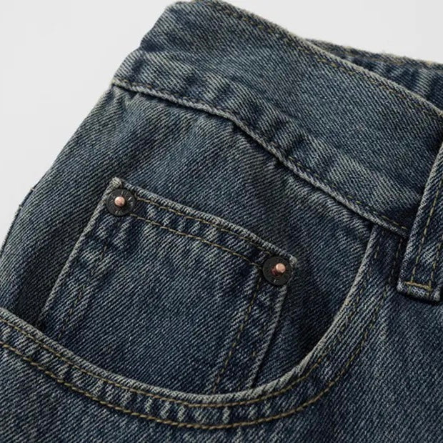 Classic Ripped Jean Pants | Wide Leg Denim Jeans
