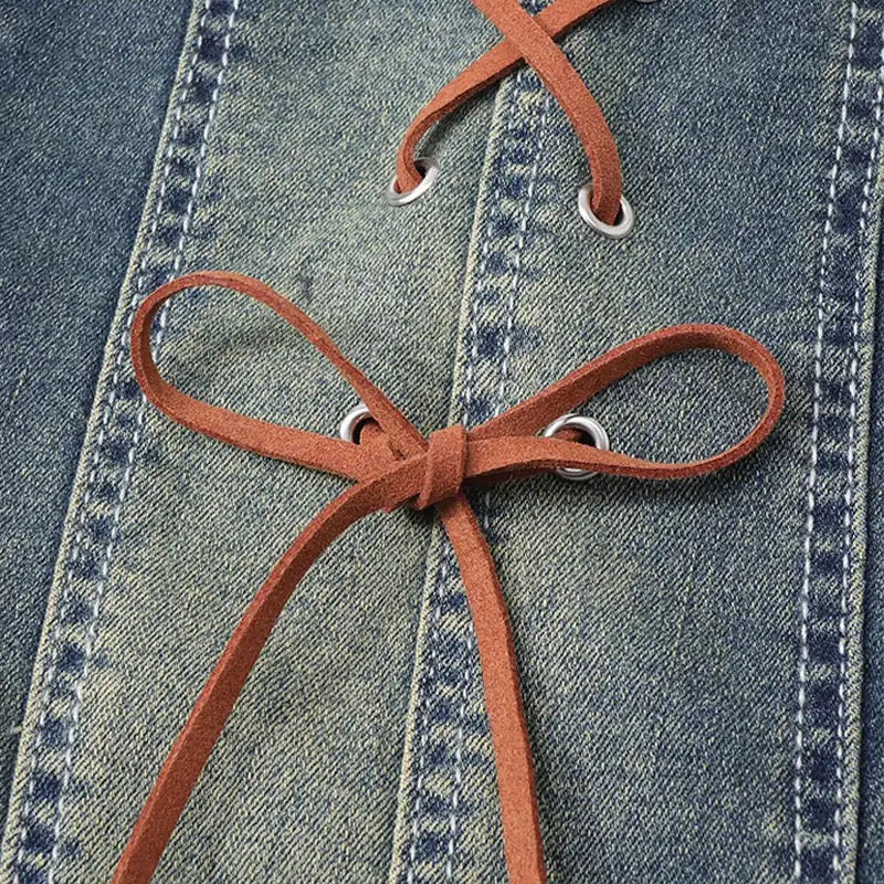 Classic Laced Denim Skirt | Vintage Long Skirts | H0NEYBEAR