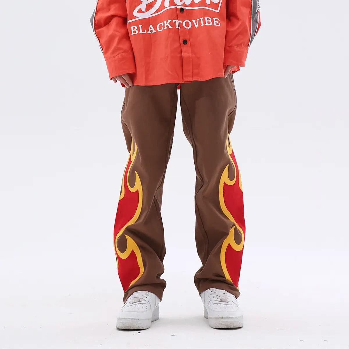 Fire Patchwork Pants | Y2K Flames Jeans