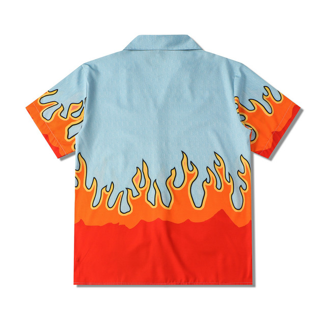 Blue Flames Shirt | Cotton Shirt | Polyester Shirt | H0neybear
