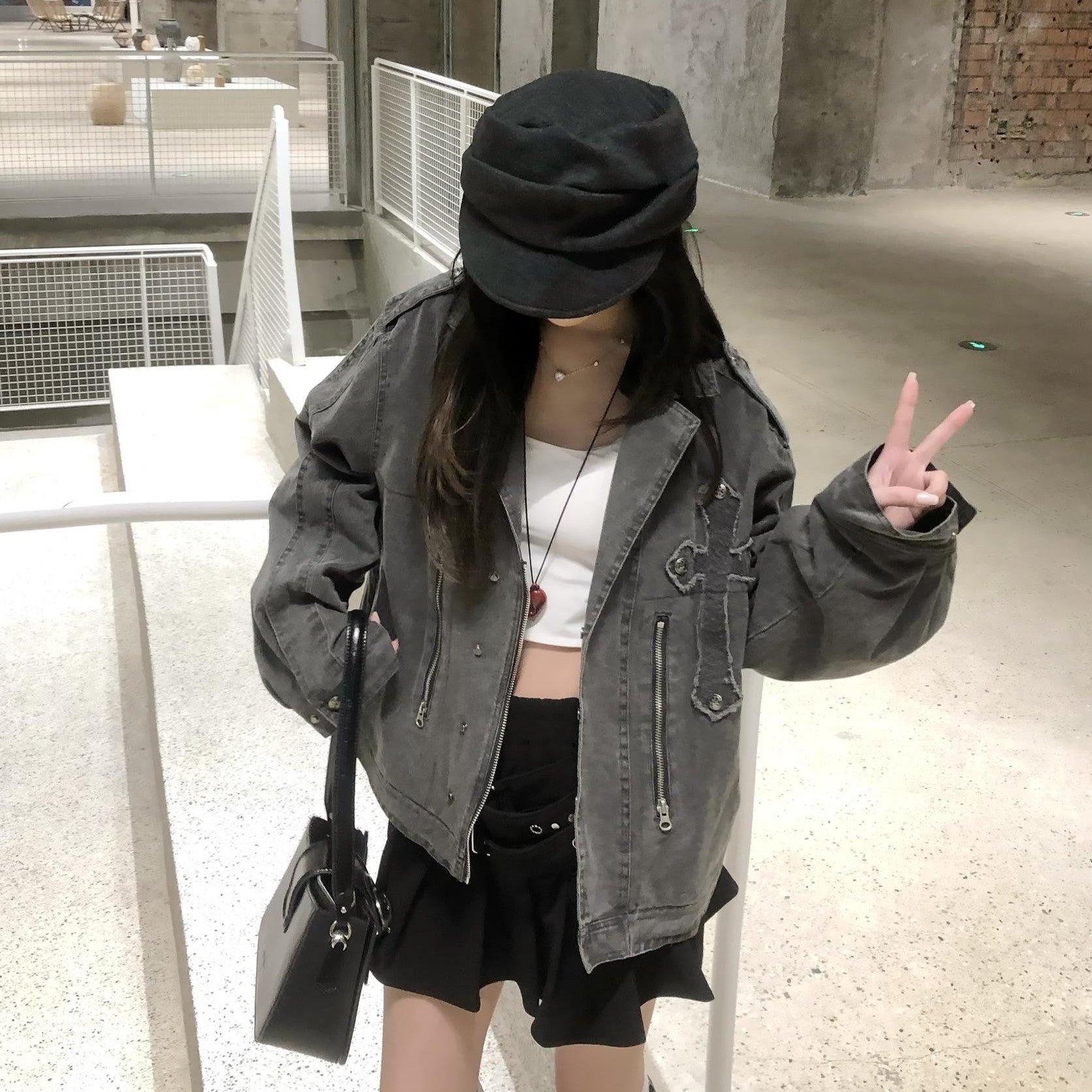 Streetwear outfit featuring oversized outerwear jacket and relaxed fit clothing by h0neybear