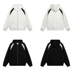 Classic Noir Contrast Zip Up Hoodie