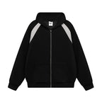 Classic Noir Contrast Zip Up Hoodie