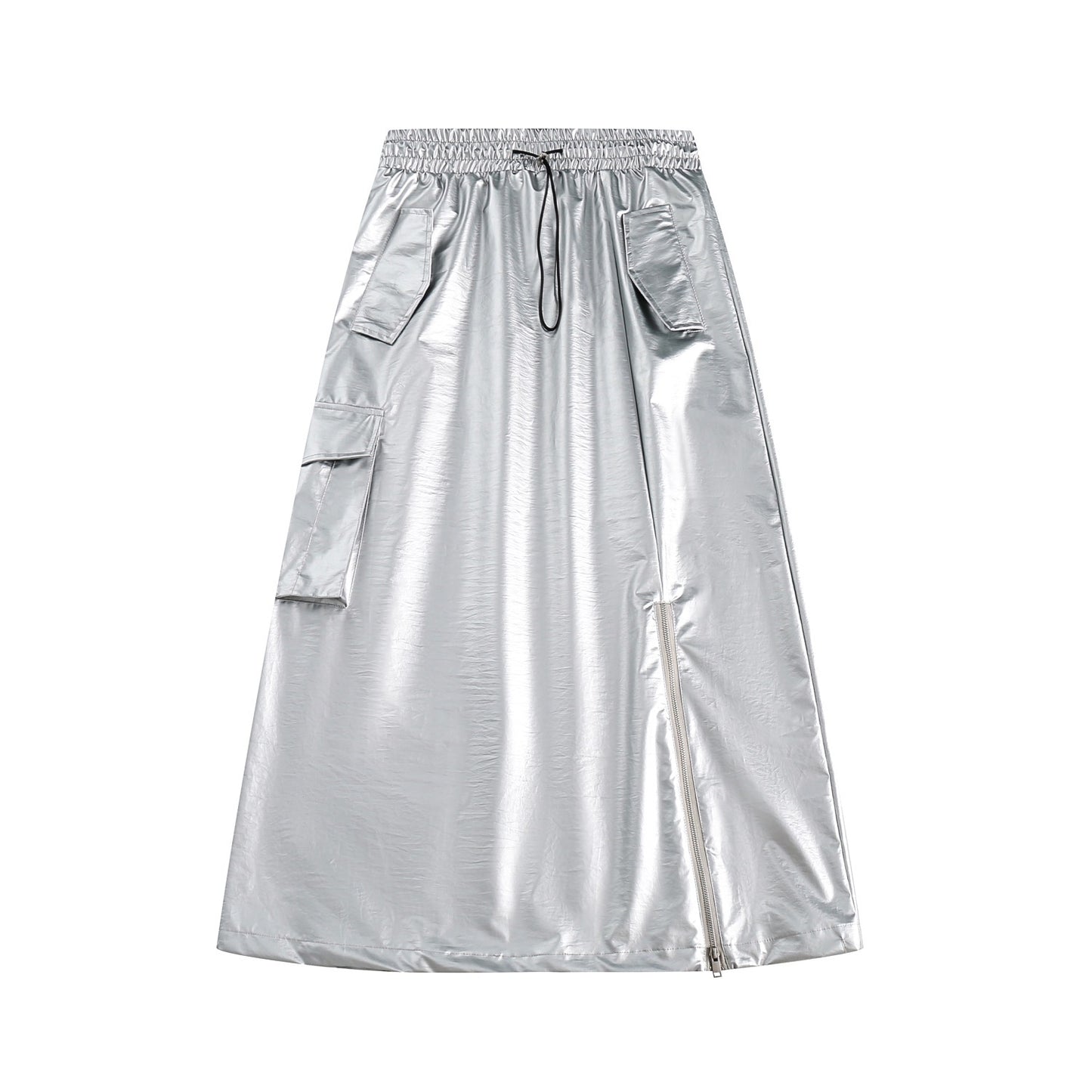 Silver Sheen Zip Skirt