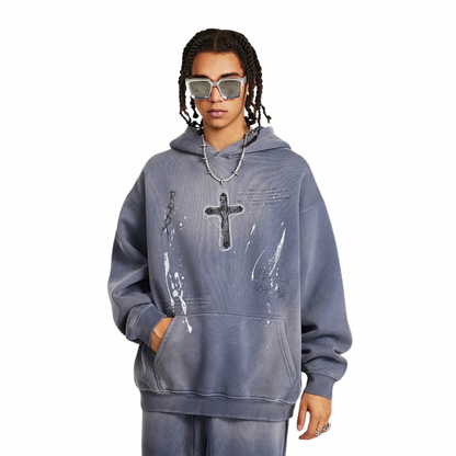 Cross Wave Oversized Graphic Hoodie