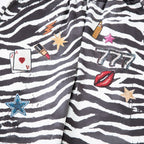 Wide-Leg Zebra Print Emblems Pants