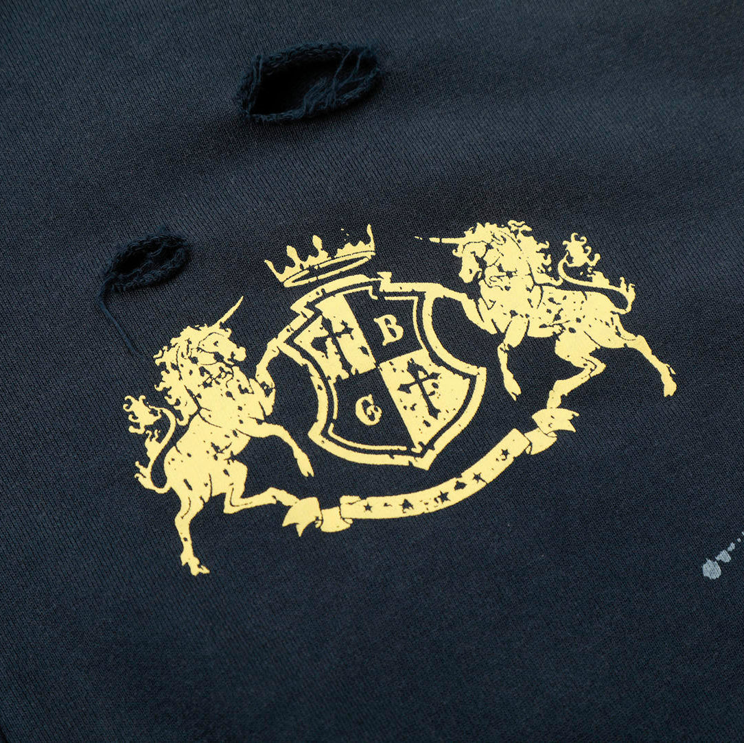 Gold emblem on a dark blue background