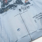 Faded Script Distress Zip Hoodie