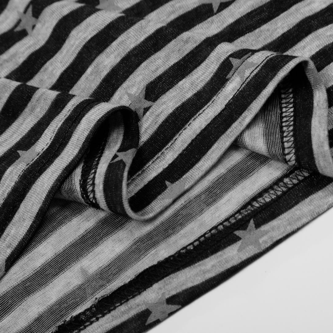 Starlight Stripe Polo Long Sleeve | Casual Star Print Striped Polo