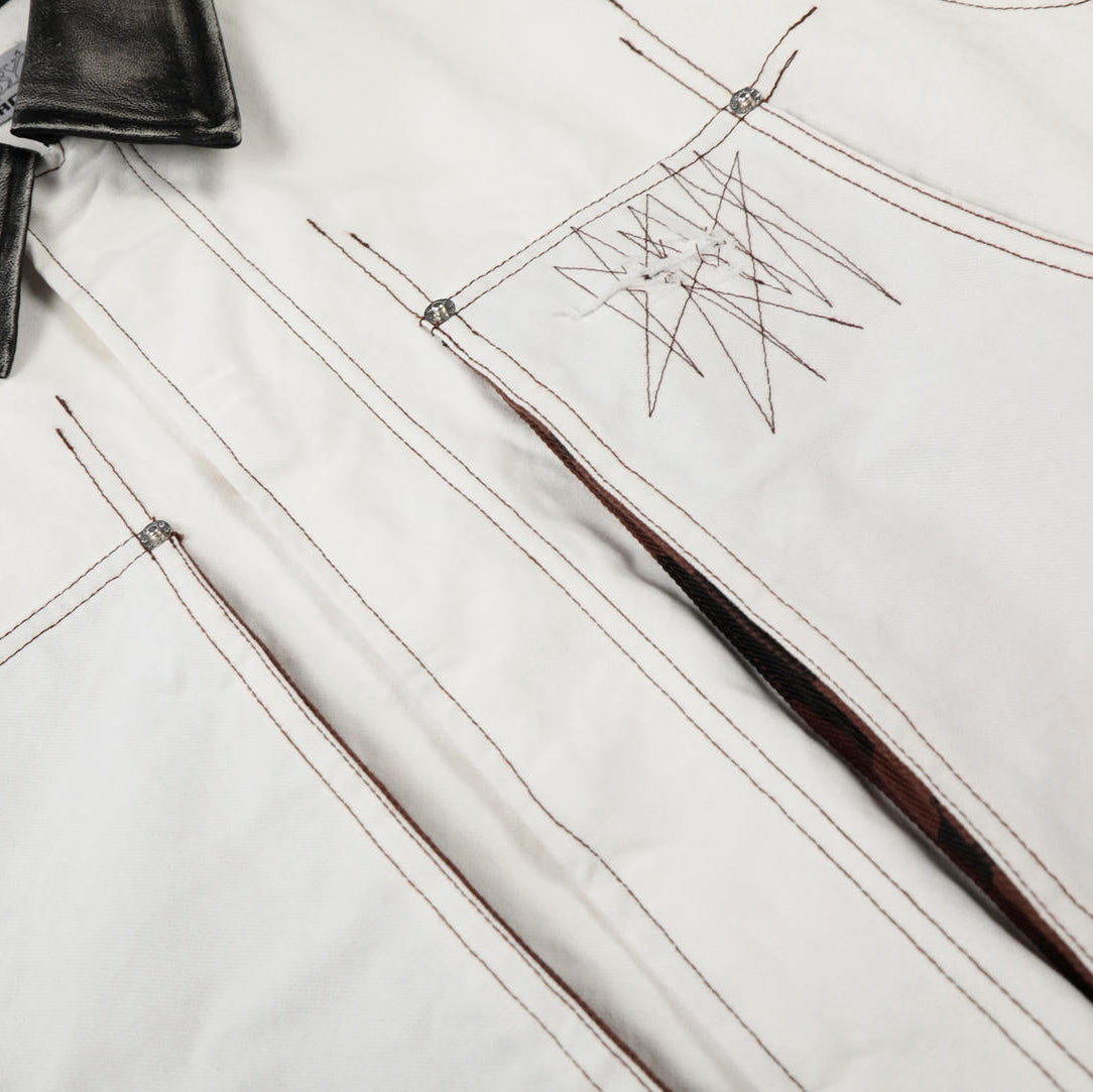 Ivory Contrast Stitch Utility Jacket