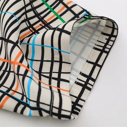 Grid and Figure Print Shirt - h0neybear