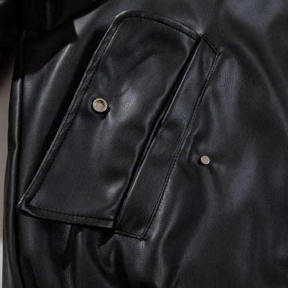 Stealth Style Hooded Leather Jacket