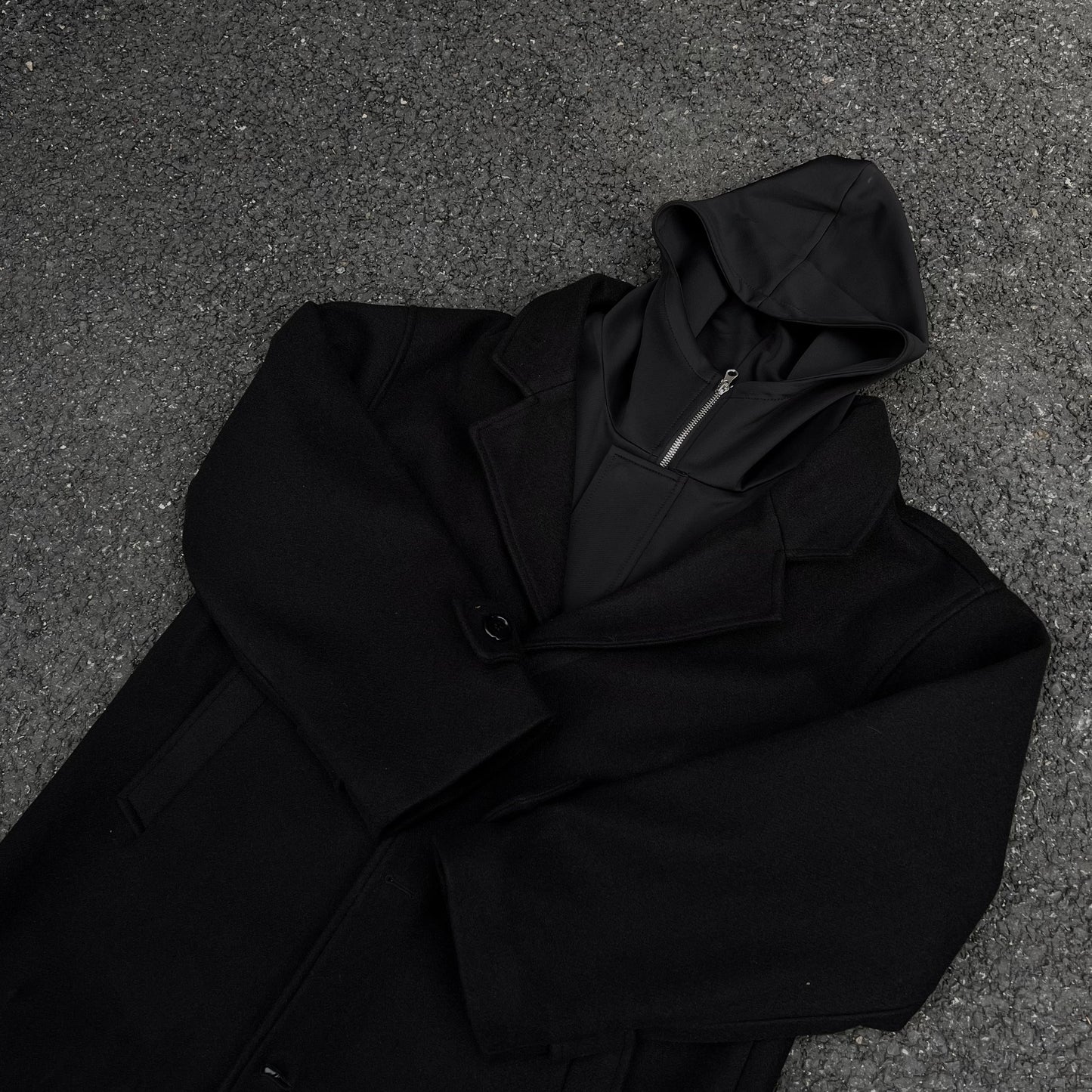 Winter Wanderer Black Wool Coat