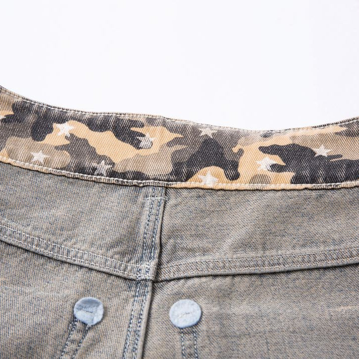 Star Patched Camo Baggy Jeans