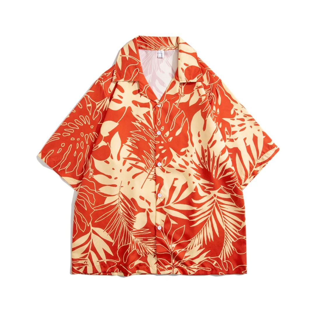 Red Palm Print Shirt - h0neybear