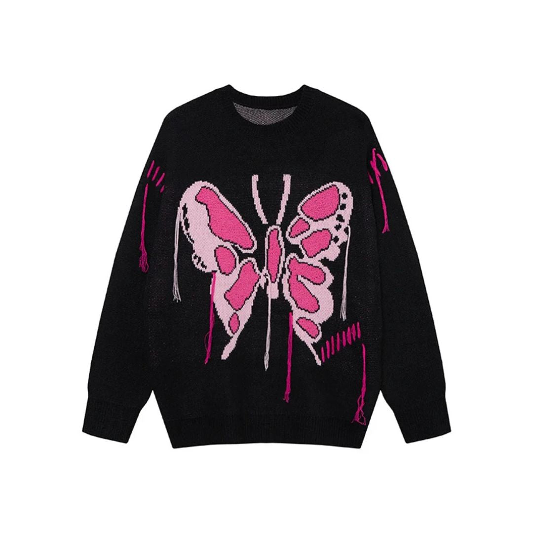 Vivid Pink Flutter Knit Sweater