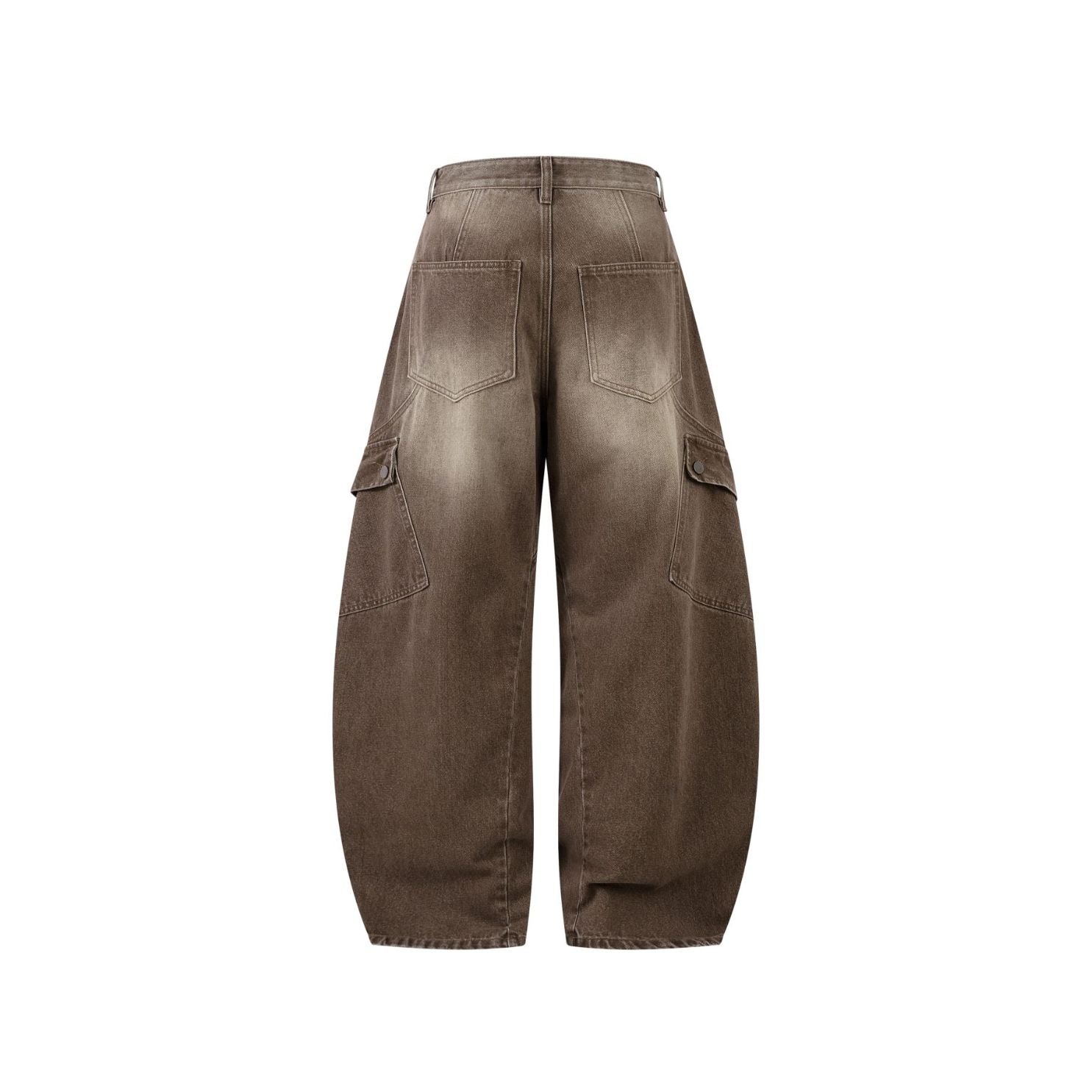 Brown Wash Cargo Barrel Jeans