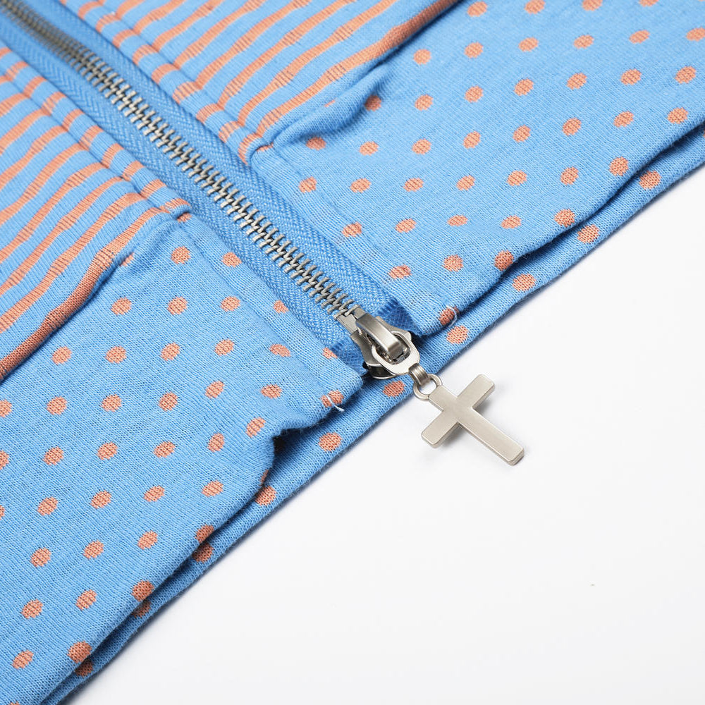 Rosette Striped Funnel Hoodie
