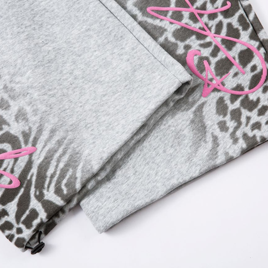 Grunge Leopard Wide-Leg Sweatpants