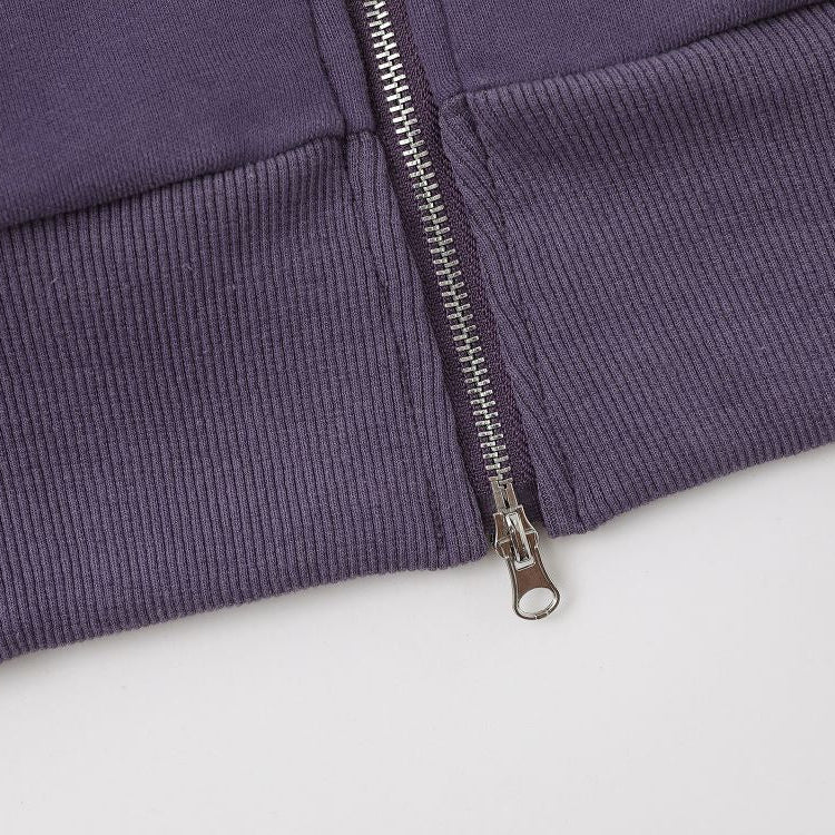 Beaded Zipper Graphic Hoodie