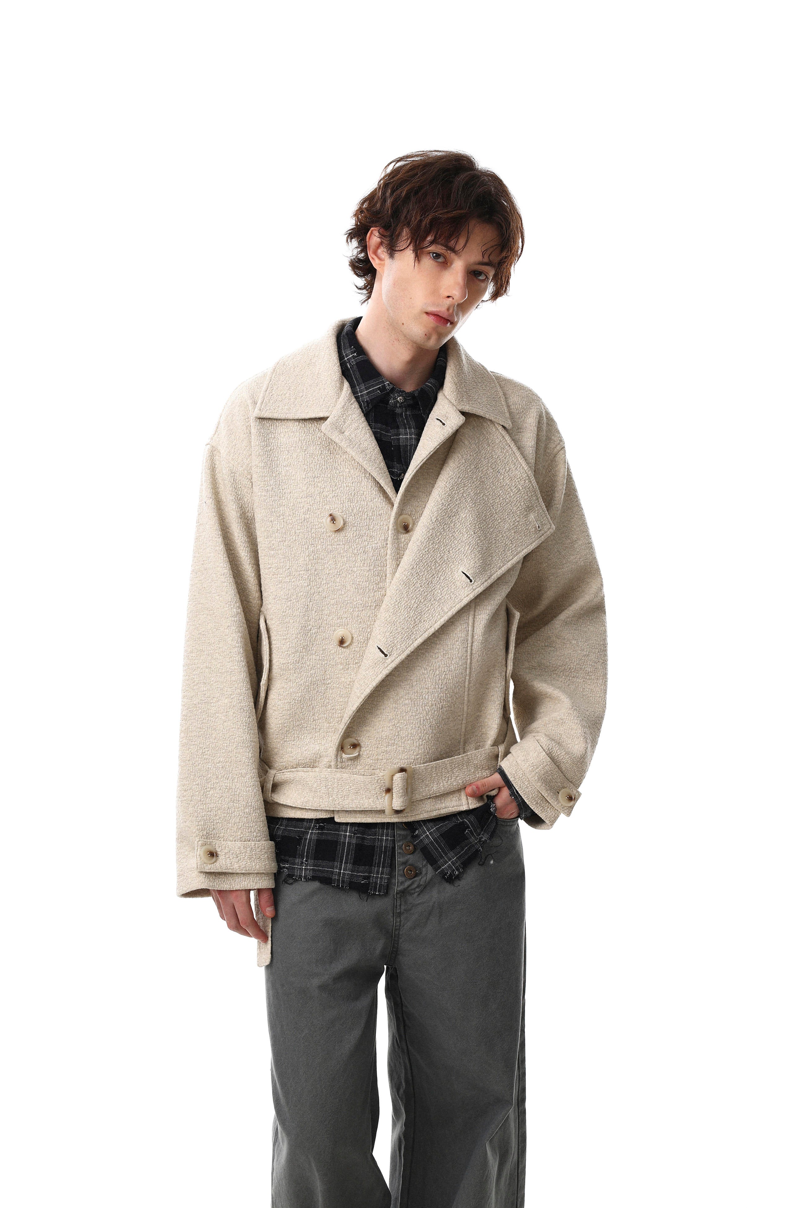 Ivory Weave Belted Jacket