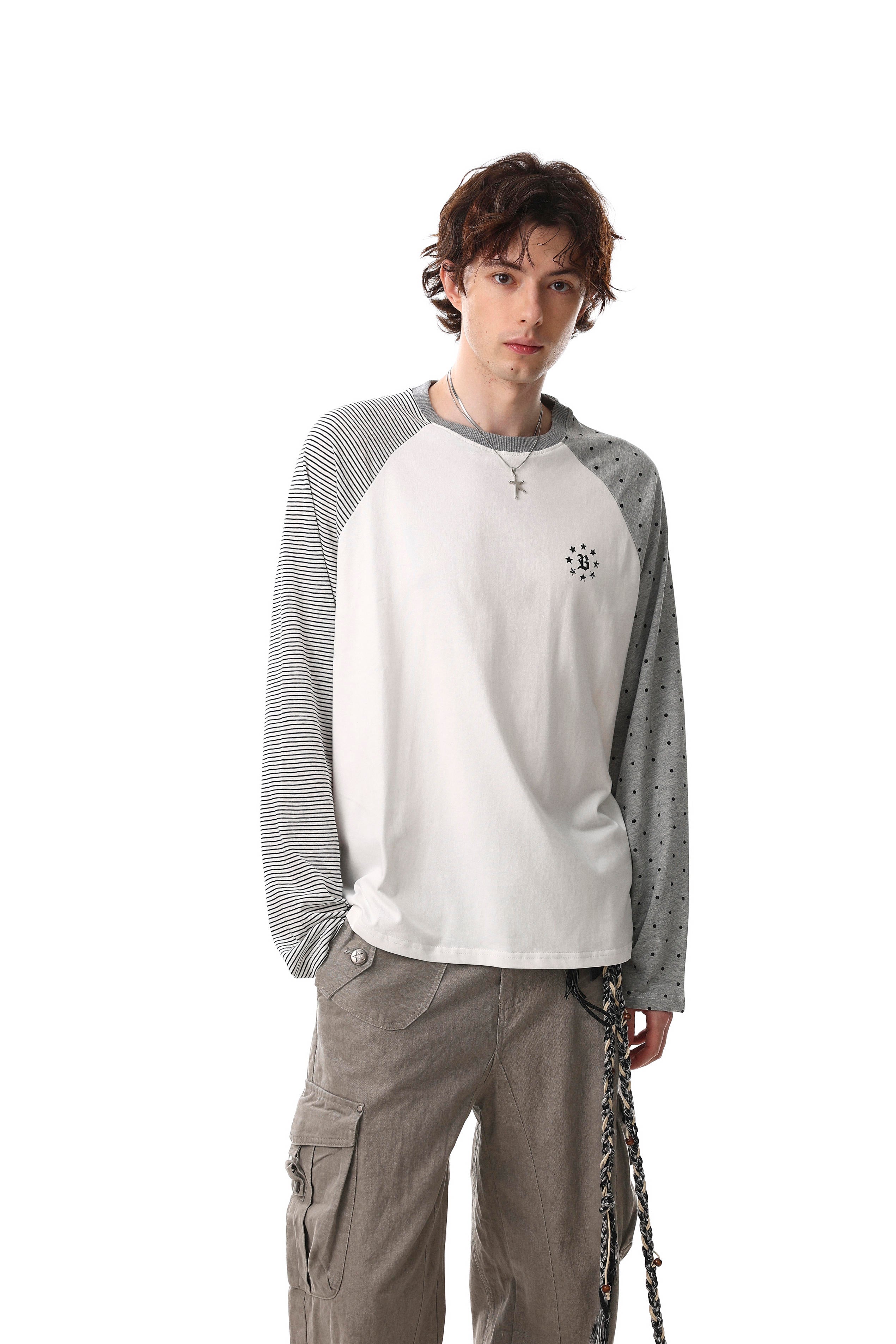 Dual Pattern Raglan Long Sleeve T-shirt