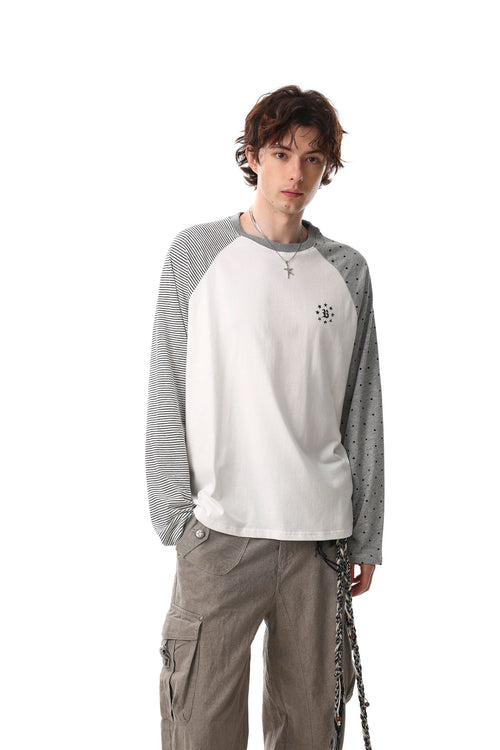 Dual Pattern Raglan Long Sleeve T-shirt