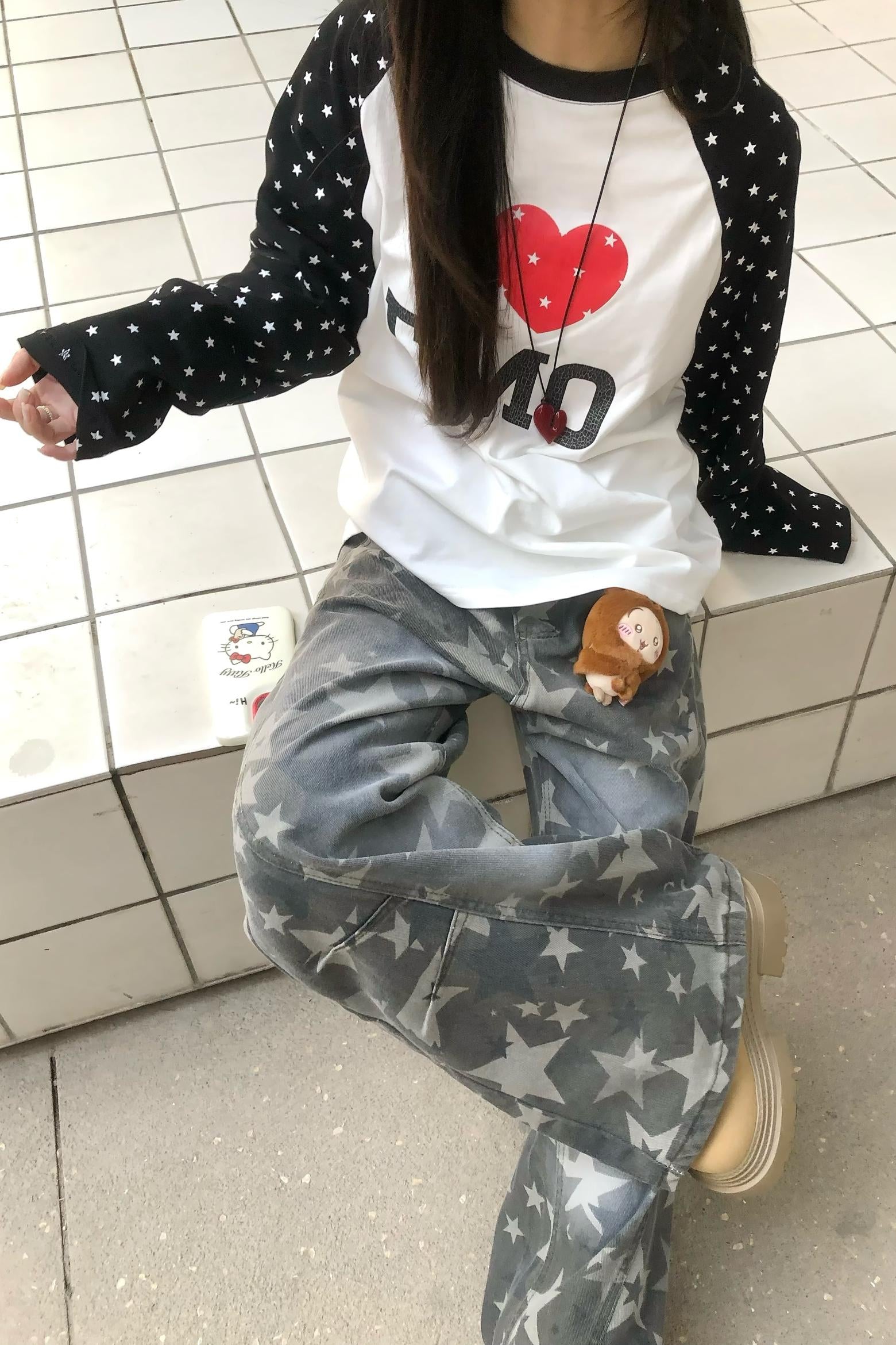 I Love Emo Starfield Raglan T-shirt