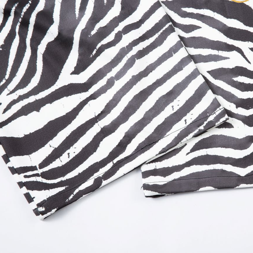Wide-Leg Zebra Print Emblems Pants