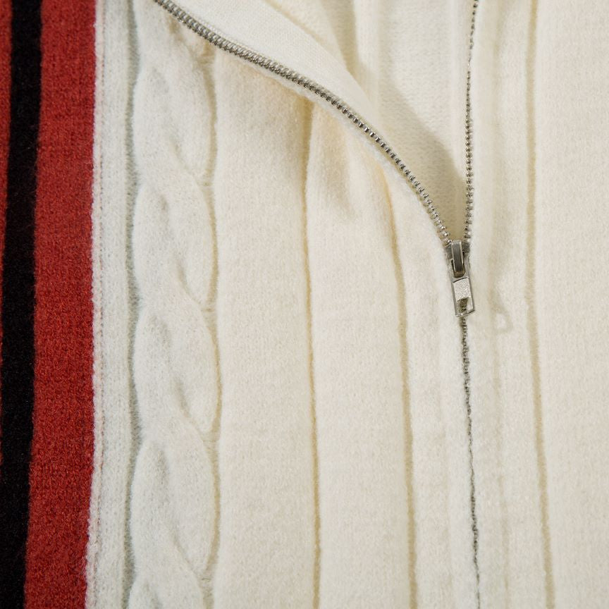 Varsity Stripe Zip Cardigan Sweater