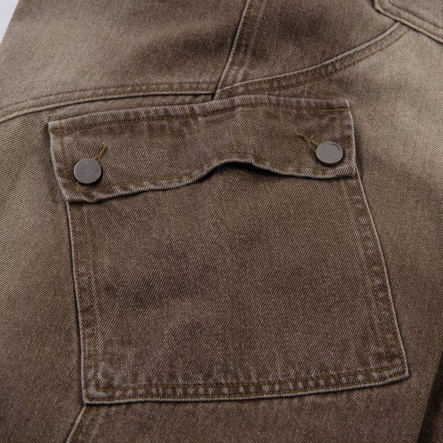 Brown Wash Cargo Barrel Jeans