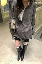 Shadow Camo Raw Neck Long Sleeve T-shirt