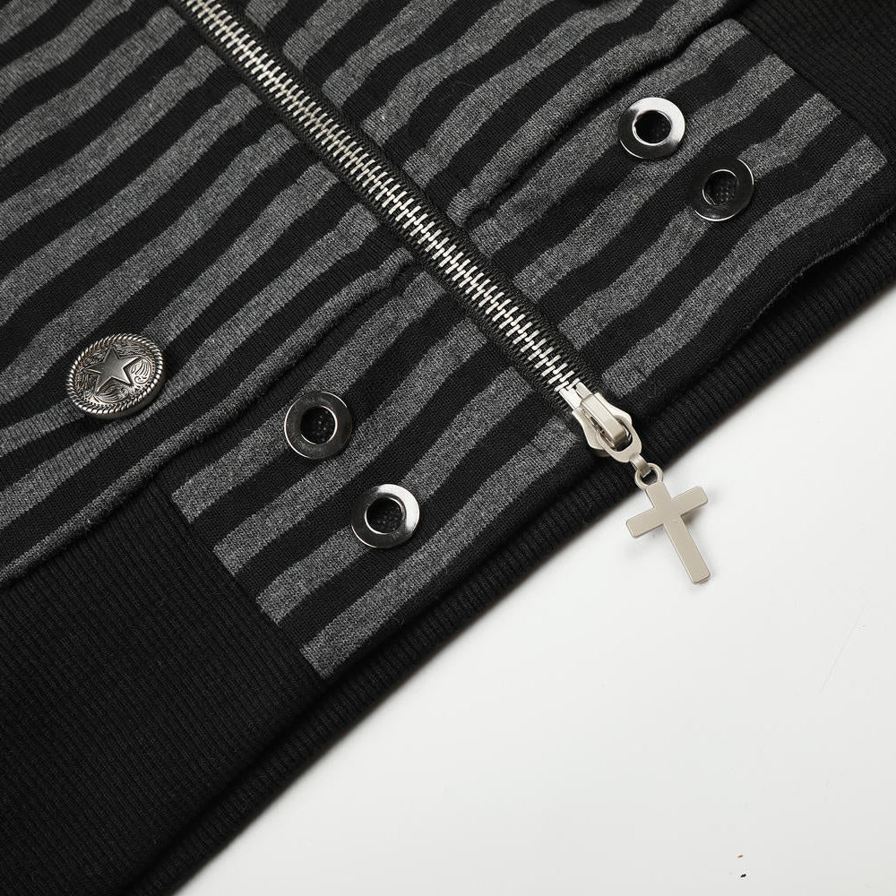 Static Crest Striped Hoodie