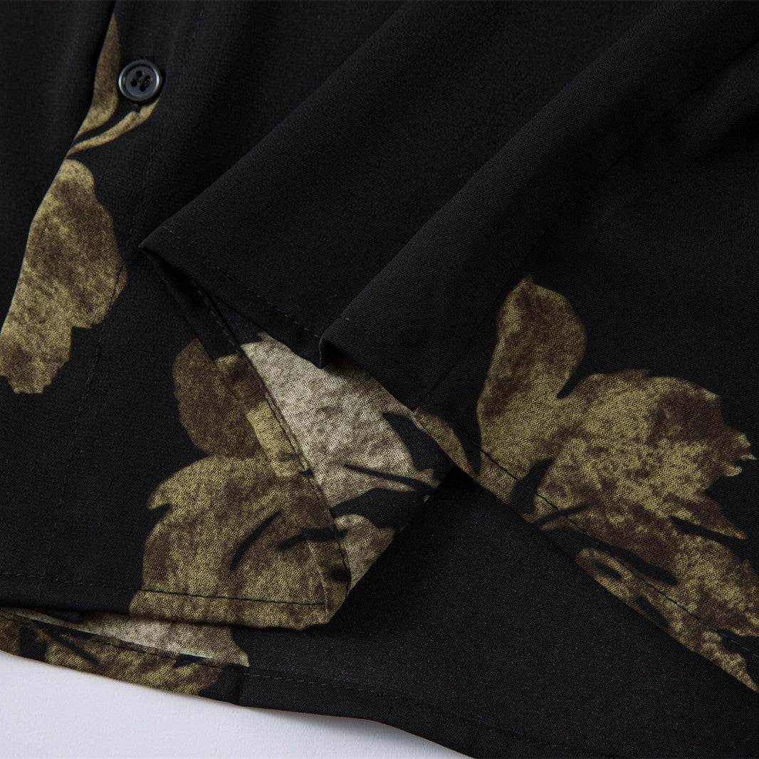 Dark Floral Button-Down Shirt - h0neybear
