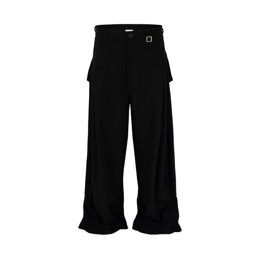 Black Abstract Drape Pants