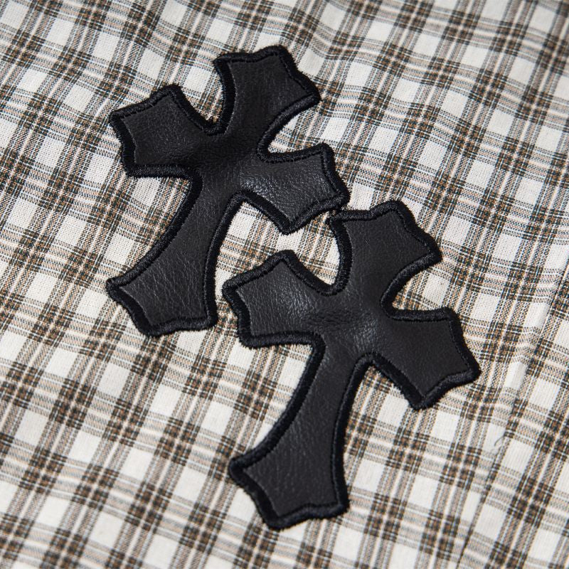 Plaid Cross-Patch Relaxed Pants